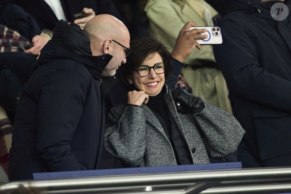 Rachida Dati - Célébrités dans les tribunes lors du match de Ligue 1 McDonald's opposant le Paris Saint-Germain (PSG) à l'Olympique de Marseille (OM) - (3-1) au Parc des Princes à Paris le 16 mars 2025. © Cyril Moreau/Bestimage