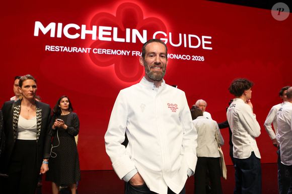 3 étoiles - "Les Morainières" - restaurant du Chef Michaël Arnoult - Cérémonie des remises des Etoiles Michelin 2026 au Grimaldi Forum à Monaco le 16 mars 2026. 1 étoile, 7 nouveaux 2 étoiles et 1 nouveau 3 étoiles pour l'édition 2026 © Jean-Marc Lhomer/Bestimage