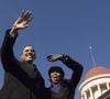 Ces derniers mois, le couple n'apparaît plus ensemble
Le sénateur américain Barack Obama et sa femme, Michelle, saluent la foule après l'annonce de sa candidature à la présidence, le 10 février 2007, au Capitole de Springfield, dans l'Illinois. (Pete Souza/Chicago Tribune/TNS/ABACAPRESS.COM