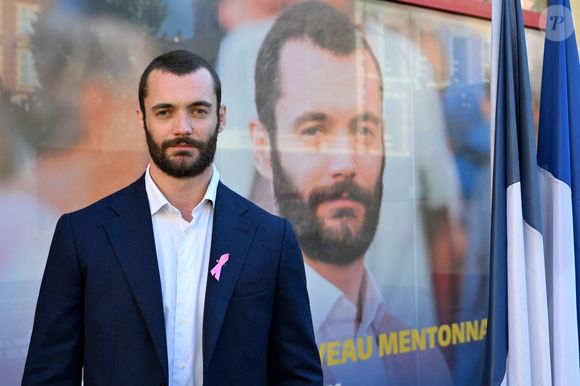 Louis Sarkozy, candidat aux élections municipales à Menton, inaugure la permanence de sa campagne, le 11 octobre 2025. 
© Bruno Bebert / Bestimage