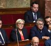 Les deux hommes se disaient à peine bonjour le matin.
Les députés FN, Louis Alliot, Marine Le Pen, Gilbert Collard, Ludovic Pajot, Bruno Bilde lors de la séance de question au gouvernement à l'Assemblée Nationale à Paris le 3 octobre 2017.
© Lionel Urman / Bestimage