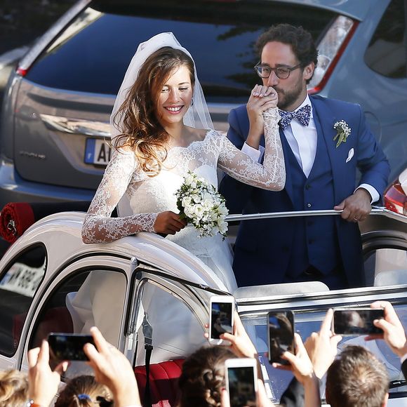 Mariage de Thomas Hollande et de la journaliste Emilie Broussouloux l'église de Meyssac en Corrèze, près de Brive, ville d'Emiie. Le 8 Septembre 2018.
© Patrick Bernard-Guillaume Collet / Bestimage