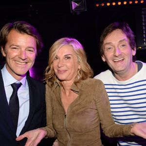 Exclusif - Michèle Laroque entre François Baroin et Pierre Palmade - After-party du film Brillantissime à la discothèque L'Arc à Paris, France, le 15 janvier 2018. Evènement organisé par Five Eyes Production. © Rachid Bellak/Bestimage