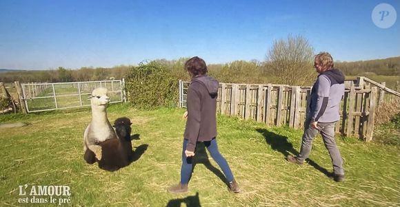 Géraldine avec ses prétendants Jérôme et Yannick dans "L'amour est dans le pré"