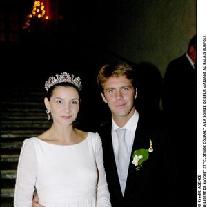 Emmanuel-Philibert de Savoie et Clotilde Courau à leur mariage à la Basilique Sainte Marie des Anges à Rome 25 septembre 2003 AGENCE / BESTIMAGE