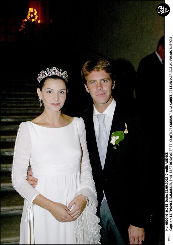 Emmanuel-Philibert de Savoie et Clotilde Courau à leur mariage à la Basilique Sainte Marie des Anges à Rome 25 septembre 2003 AGENCE / BESTIMAGE