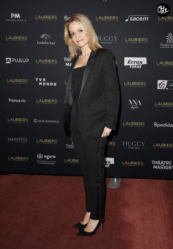 Audrey Crespo-Mara (a reçu un Laurier d'honneur pour son mari Thierry Ardisson) - Photocall de la 31ème cérémonie des Lauriers de l'audiovisuel au théâtre Marigny à Paris le 10 février 2026. © Coadic Guirec/Bestimage