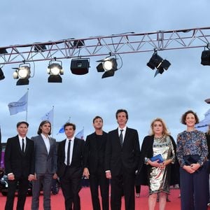 Jean-Pierre Duret, Gaël Morel, Orelsan, Nicolas Saada, Gaspard Ulliel, Antonin Baudry, Catherine Deneuve, Vicky Krieps et Claire Burger lors de la cérémonie d'ouverture du 45ème Festival du Cinéma Américain de Deauville, le 6 septembre 2019.