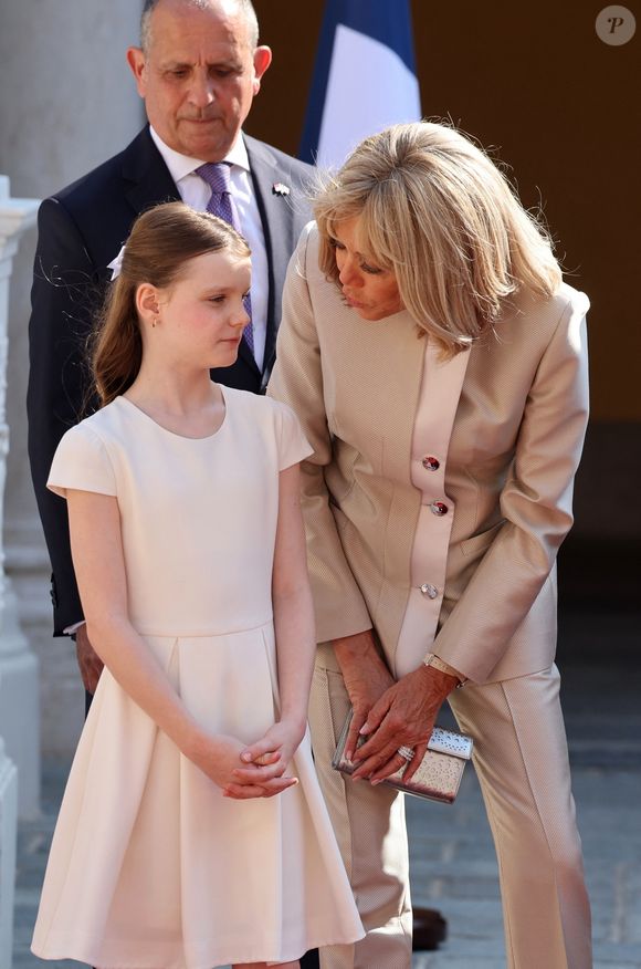La princesse Gabriella lors de l'accueil du couple présidentiel français par le couple princier de Monaco au palais princier le 7 juin 2025 © Dominique Jacovides / Bestimage