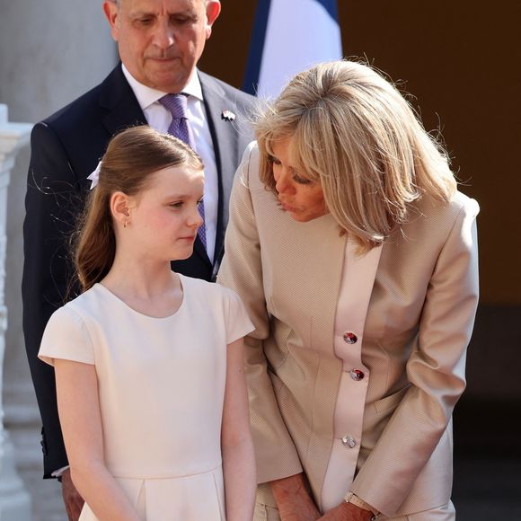 La princesse Gabriella lors de l'accueil du couple présidentiel français par le couple princier de Monaco au palais princier le 7 juin 2025 © Dominique Jacovides / Bestimage