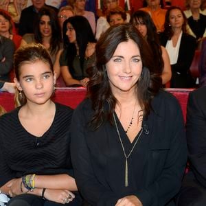 Elisa Huster, Toscane Huster, Cristiana Reali et Francis Huster - Enregistrement de l' émission "Vivement Dimanche" à Paris le 24 septembre 2014.