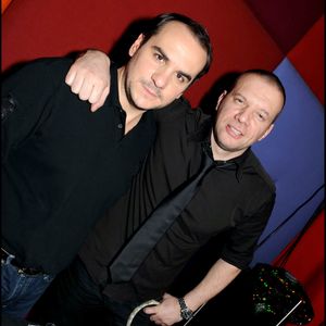 Une belle amitié entre les deux comédiens. 
Samuel Le Bihan - François-Xavier Demaison - Au Murano. © Rachid Bellak/Bestimage