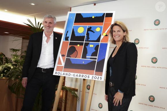 Gilles Moretton, Amélie Mauresmo - Conférence de presse Roland Garros 2025 - Paris, France, le 17 avril 2025. © Jack Tribeca / Bestimage