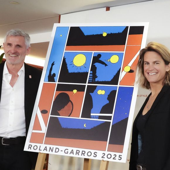 Gilles Moretton, Amélie Mauresmo - Conférence de presse Roland Garros 2025 - Paris, France, le 17 avril 2025. © Jack Tribeca / Bestimage