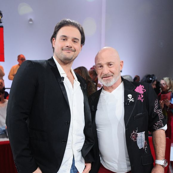 Exclusif - Vincent Lagaf et son fils Robin Rouil - Enregistrement de l'émission Vivement dimanche consacrée à l'équipe du Splendid au studio Rive Gauche, présentée par M.Drucker, et diffusée le 2 mars sur France 3. Paris, le 21 février 2025. 
© Guillaume Gaffiot / Bestimage