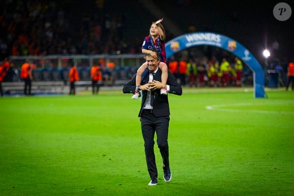 Luis Enrique coach of FC Barcelona celebrate with his daughter Xana Martinez after their sides victory UEFA Champions League Final between Juventus and FC Barcelona Olympiastadion on June 06, 2015 in Berlin, Germany. © Imago/PsnewZ/Bestimage