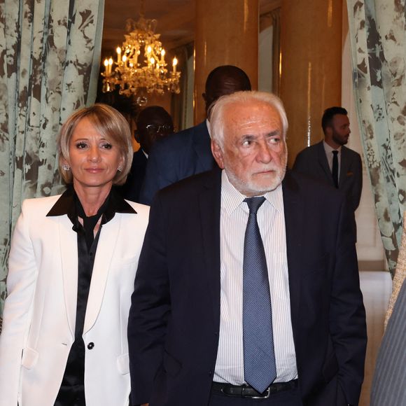 Dominique Strauss-Kahn (DSK) et sa femme Myriam L'Aouffir - A l’occasion de sa visite d’État en France, Son Excellence Denis Sassou Nguesso, Président de la République du Congo, a convié le 22 mai 2025 une sélection de personnalités françaises et congolaises à une soirée à l’hôtel Bristol.  © Sébastien Valente/Bestimage