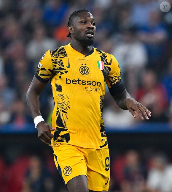31 mai 2025, Bavière, Munich : Football : Ligue des champions, Paris Saint-Germain - Inter Milan, match à élimination directe, finale au Munich Football Arena. Marcus Thuram de l'Inter Milan en action. Photo : Sven Hoppe/DPA/ABACAPRESS.COM