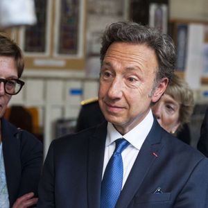 Stéphane Bern - Déplacement du président de république, Emmanuel Macron à l'occasion de la 41ème édition des journées européennes du patrimoine à Chartres, visite des ateliers de la Maison Lorin maitre verrier - Chartres le 20 septembre 2024. © Arnaud Hebert / Pool / Bestimage