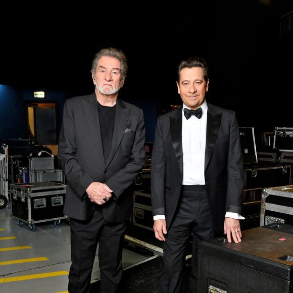 Exclusif - Eddy Mitchell, Laurent Gerra - Backstage - Enregistrement de l'émission "Un soir à Monaco avec Laurent Gerra" sur la scène de la salle des Etoiles du Monte-Carlo Sporting à Monaco, diffusée le 18 décembre 2021 à 21h05. Le 7 décembre 2021.
© Bruno Bebert / Bestimage