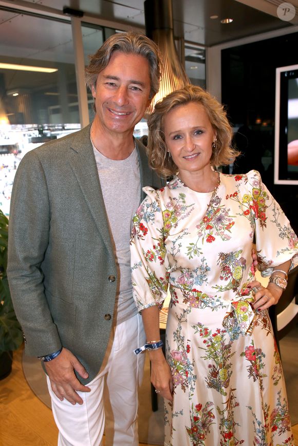 Laurent Solly (Président de Facebook France) et Caroline Roux au déjeuner de la finale Messieurs de France Télévision (jour 15) sur la terrasse de France Télévision lors des Internationaux de France de Tennis de Roland Garros 2022 à Paris, France, le 5 Juin 2022. © Bertrand Rindoff/Bestimage