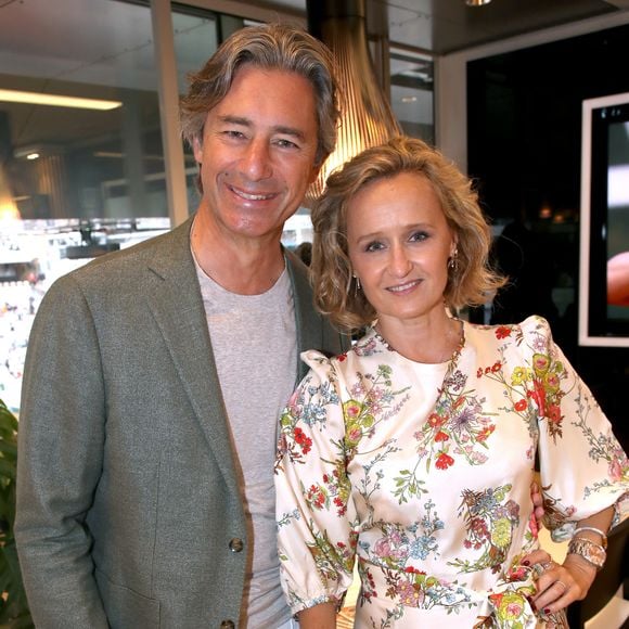 Laurent Solly (Président de Facebook France) et Caroline Roux au déjeuner de la finale Messieurs de France Télévision (jour 15) sur la terrasse de France Télévision lors des Internationaux de France de Tennis de Roland Garros 2022 à Paris, France, le 5 Juin 2022. © Bertrand Rindoff/Bestimage