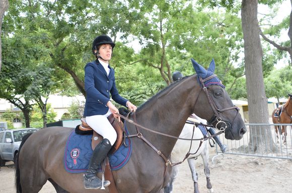 Exclusif - Charlotte Casiraghi - Les cavaliers s'échauffent avant la compétition pendant le Longines Paris Eiffel Jumping au Champ-de-Mars à Paris, le 5 juillet 2015. VEEREN / BESTIMAGE