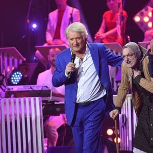 Exclusif - Patrick Sébastien, Nelson Monfort et Les Bodins - Emission Ze Fiesta présentée par Patrick Sébastien à l'Olympia à Paris le 29 octobre 2015 et diffusée le 25 décembre sur France 2. © Gian Gorassini/Bestimage
