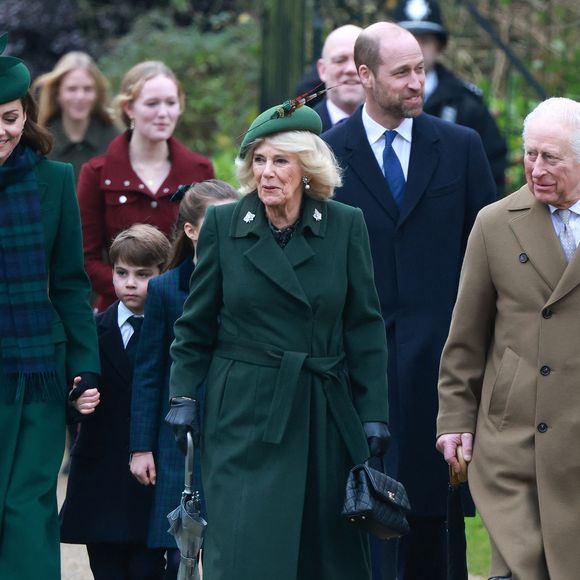 Kate Middleton, Prince Louis, le prince William, prince de Galles, le roi Charles III d'Angleterre et Camilla Parker Bowles à la messe de Noël à Sandringham le 25 décembre 2024. Julien Burton / Bestimage