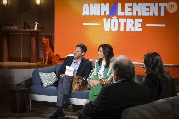 Exclusif - Caroline Roux, sur plateau de la nouvelle émission "Animalement Vôtre" présentée par Bernard Montiel et diffusée le 30 novembre sur France 3, à Paris, France, le 14 octobre 2025. © Jack Tribeca/Bestimage