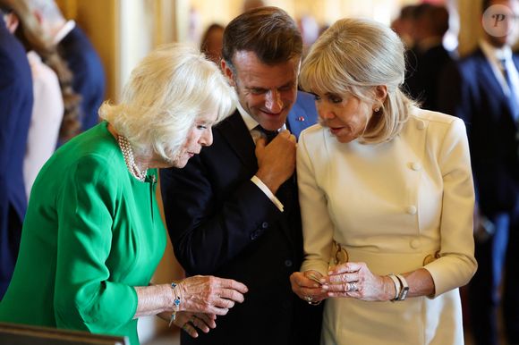 Cérémonie d’accueil à Windsor d'Emmanuel Macron (président de la République Française) et de Brigitte Macron au château de Windsor par le Le roi Charles III d'Angleterre et Camilla Parker Bowles, reine consort d'Angleterre, Le prince William, prince de Galles, et Catherine (Kate) Middleton, princesse de Galles, et visite de la Royal Collection, le 8 juillet 2025. 
© Ludovic Marin / Pool / Bestimage