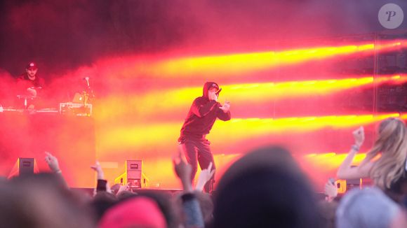 Nekfeu se produit lors du festival musical annuel de charité et de collecte de fonds contre le sida Solidays, qui s'est tenu à l'hippodrome de Longchamp à Paris, en France, le 22 juin 2018. Photo par Robin Psaila/ABACAPRESS.COM