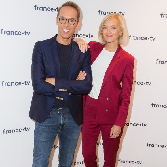 Damien Thevenot et Maya Lauque lors de la conférence de presse de France Télévision au Pavillon Gabriel à Paris, en France, le 24 août 2021. Photo : Nasser Berzane/ABACAPRESS.COM