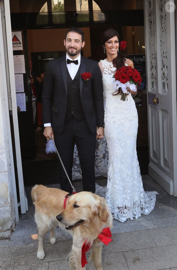Mariage civil de Sophie Vouzelaud, première dauphine de Miss France 2007 et malentendante, avec son compagnon Fabien Boutamine à Saint Junien le 18 août 2018. © Patrick Bernard / Bestimage