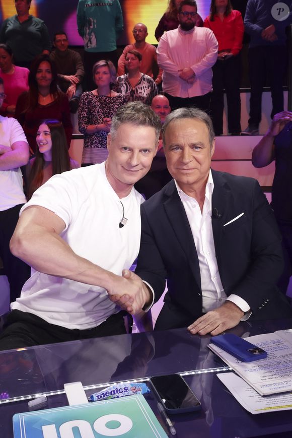 Exclusif - Matthieu Delormeau, Fabien Lecoeuvre, sur le plateau de TBT9 présenté par C.Hanouna, et diffusé en direct sur W9, Paris, France, le 11 novembre 2025. © Jack Tribeca / Bestimage