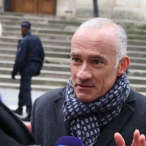 Gilles Bouleau lors de la cérémonie des obsèques de Catherine Laborde à l'église Saint-Roch à Paris, France, le 6 février 2025. Photo par Jerome Domine/ABACAPRESS.COM