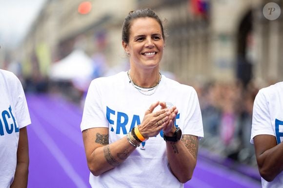 Laure Manaudou dans le cadre de la première édition de la Fête du sport sur la place de l'Hôtel-de-Ville à Paris, France, le 14 septembre 2025. Photo par Alexis Jumeau/ABACAPRESS.COM