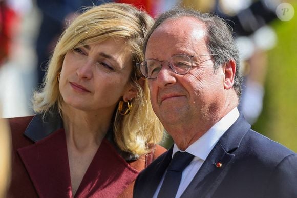 Julie Gayet et François Hollande à Tulle pour commémorer le massacre et la déportation de centaines d'habitants par l'armée allemande pendant la Seconde Guerre mondiale. A Tulle, France, le 10 juin 2024. Photo by JM HAEDRICH/Pool/ABACAPRESS.COM
