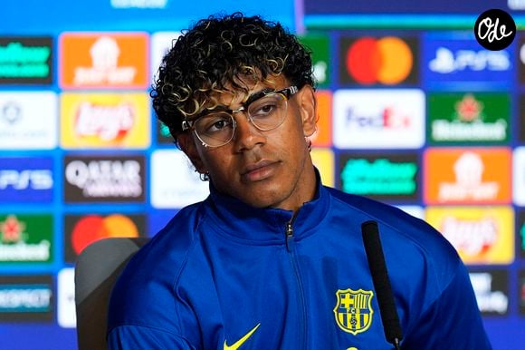 Lamine Yamal, du FC Barcelone, lors de la conférence de presse précédant le match retour des quarts de finale de la Ligue des champions de l'UEFA contre l'Atlético de Madrid. 13 avril 2026. © Acero/Alterphotos/Psnewz/Bestimage