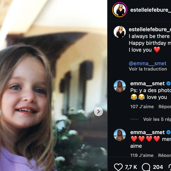 Estelle Lefébure a, elle, partagé de nombreux souvenirs d’enfance accompagnés d’un tendre message.

Capture Instagram - Estelle Lefebure