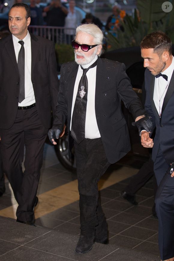 Karl Lagerfeld arrivant à l'événement Vanity Fair Chanel à l'hôtel Marriot pendant le 71e festival de Cannes le 09 mai 2018 à Cannes, France. ©Nasser Berzane/ABACAPRESS.COM