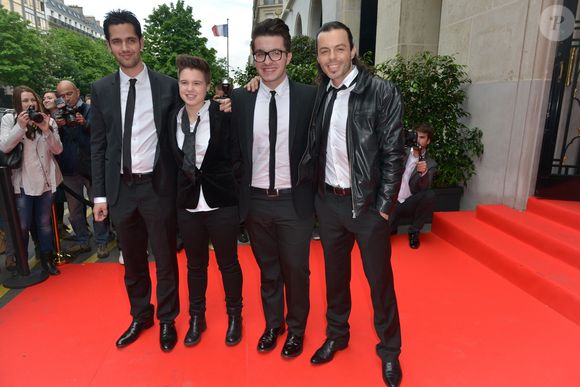 Les participants de 'The Voice' Nuno Resende, Olympe, Loïs et Yoann Freget présents au 4ème Global Gift Gala au profit de la Fondation Eva Longoria, qui s'est tenu à l'hôtel George V à Paris, France, le 13 mai 2013. Photo par Mousse/ABACAPRESS.COM