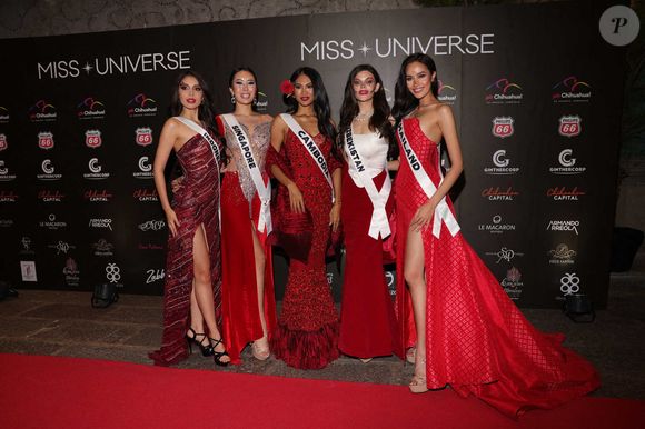 (G-R) Miss Indonésie Clara Shafira Krebs, Miss Singapour Charlotte Chia, Miss Cambodge Davin Prasath, Miss Ouzbékistan Nigina Fakhriddinova, Miss Thaïlande Suchata Chuangsri assistent au tapis rouge du Gala Miss Univers Catrinas à l'Antiguo Colegio de las Vizcainas à Mexico City, Mexique, le 1er novembre 2024. Photo by Yamak Perea/ Eyepix Group/ABAPRESS.COM