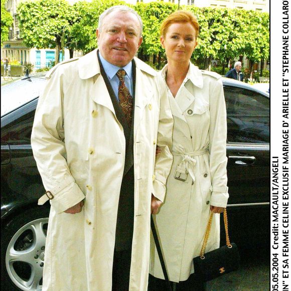 Jacques Martin et sa femme Céline au mariage de Stéphane Collaro à la mairie de Levallois Perret en mai 2004 © Angeli - Macault Bestimage