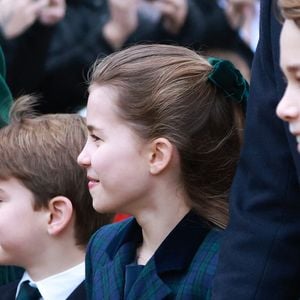 Prince Louis, Princesse Charlotte, Prince George - La famille royale britannique se rend à la messe de Noël à Sandringham le 25 décembre 2024.