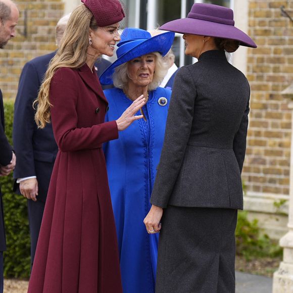 La princesse de Galles, la reine Camilla et la première dame Melania Trump au château de Windsor à Windsor, Berkshire, Angleterre, Royaume-Uni, le 17 septembre 2025.  © Chown Aaron/PA Photos/ABACA