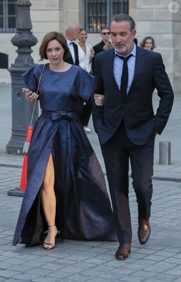 Exclusif - Jean Dujardin et sa femme Nathalie Péchalat arrivent à la cérémonie " 2023 Laureus World Sports Awards" à Paris le 8 mai 2023.