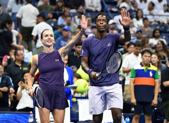 Gael Monfils et Elina Svitolina sont vus pendant le match d'exhibition The Stars Of The Open sur le Arthur Ashe Stadium au USTA Billie Jean King National Tennis Center à Flushing Meadows, New York, USA, le 21 août 2025. Photo by Robert Bell/INSTARimages/ABACAPRESS.COM