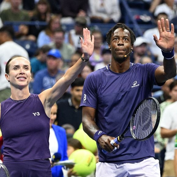 Gael Monfils et Elina Svitolina sont vus pendant le match d'exhibition The Stars Of The Open sur le Arthur Ashe Stadium au USTA Billie Jean King National Tennis Center à Flushing Meadows, New York, USA, le 21 août 2025. Photo by Robert Bell/INSTARimages/ABACAPRESS.COM