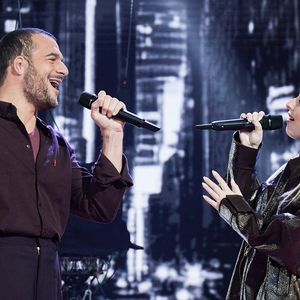 Exclusif - Amir et Helena lors de l’enregistrement de l’émission “Les stars s’unissent pour le Sidaction” au théâtre Marigny à Paris, France, le 11 mars 2025. L’émission sera diffusée en prime le 22 mars sur France 2. © Guirec-Moreau/ Bestimage